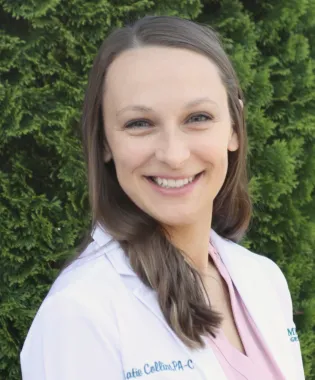 A portrait of Katie Collins, PA-C.