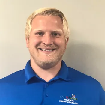 a man wearing a blue shirt