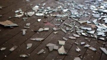a large group of broken pieces of wood