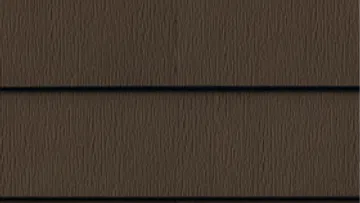 Close-up of dark brown horizontal wood siding with textured grain and shadowed gaps.