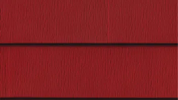 Close-up of red horizontal wooden siding panels with visible texture and shadow gaps.