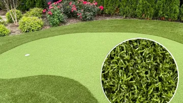 a golf course with a hole in the middle