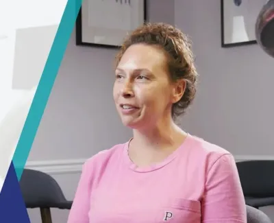 Patient Heather M. shares her Invisalign experience during a testimonial at Precision Dentistry clinic.