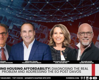 Panel of five housing experts with event details for Fixing Housing Affordability webinar on January 23, 2026.