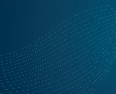 Blue background with flowing white curved lines creating a dynamic wave pattern across the image.