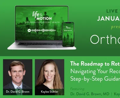 Live webinar on rotator cuff repair recovery with Dr. David G. Brown and Kaylee Stahler presented by OrthoSouth.