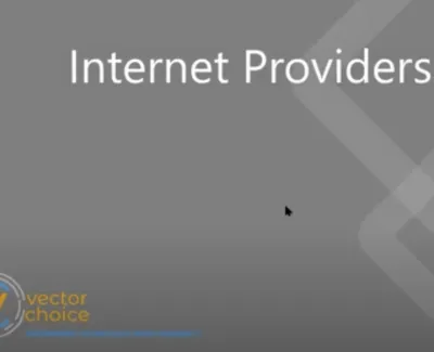 Text reading Internet Providers on a grey background with Vector Choice logo in the corner.