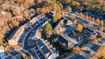 a high angle view of a town