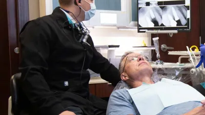 a doctor examining a patient