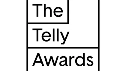 Black and white logo with The Telly Awards text inside a segmented square frame