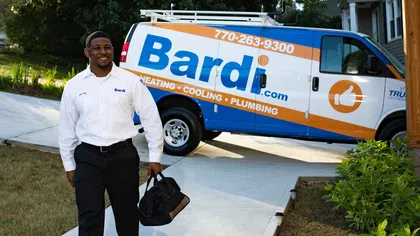 Bardi technician arriving for HVAC service at a residential home