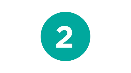 Green circle with white number 2 centered on black background, simple and bold design.