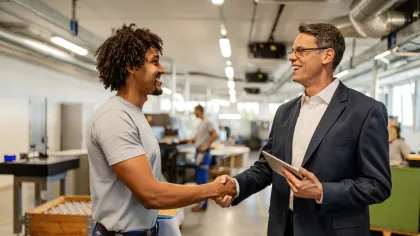 a person shaking hands with another man