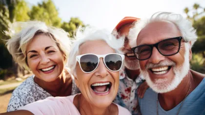 a group of people smiling