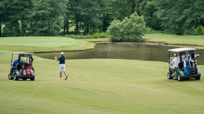 a person playing golf