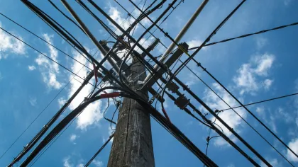 a close-up of a power line