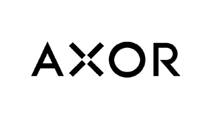 Black AXOR logo with stylized X on a white background