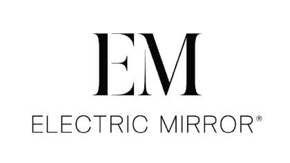 Electric Mirror logo with stylized EM initials and the words ELECTRIC MIRROR in black on a white background