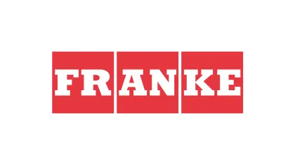 FRANKE logo with white bold letters inside three red squares on a white background