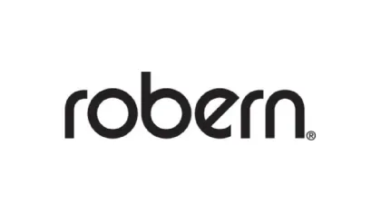 Robern company logo in simple black lowercase letters on a white background.