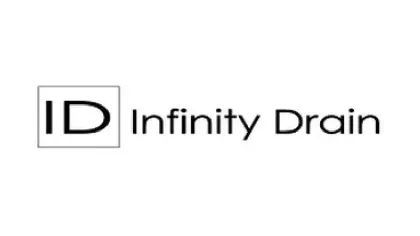 Logo of Infinity Drain featuring black ID initials in a square followed by the company name in sleek font.