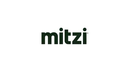 Mitzi logo in bold dark green letters on a white background representing the brand identity.