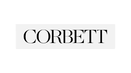 Black serif font logo displaying the word CORBETT on a white background
