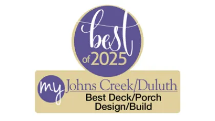 Best of 2025 award badge for Johns Creek Duluth Best Deck Porch Design and Build category