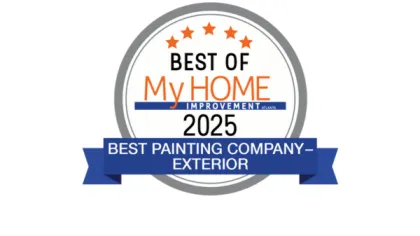 Best of My Home Improvement 2025 award for best exterior painting company with five stars and blue ribbon
