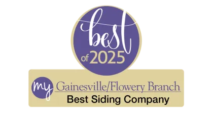 Best of 2025 award logo for Gainesville/Flowery Branch recognizing the best siding company.