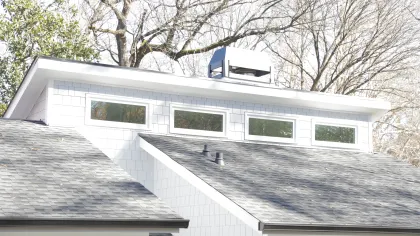 a white house with a roof