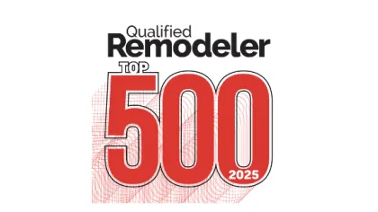 Qualified Remodeler Top 500 2025 logo with large red numbers and black text on white background