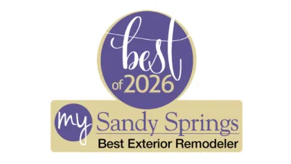 Best of 2026 award logo for My Sandy Springs as best exterior remodeler with purple and beige colors