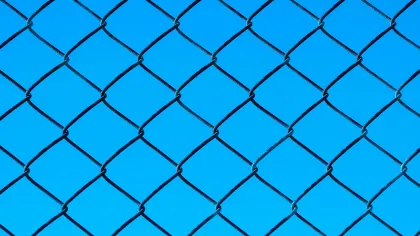 a close-up of a blue net