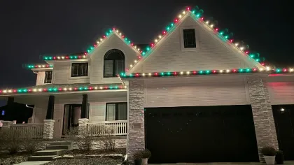 a building with lights on
