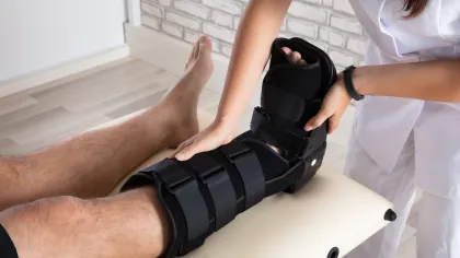 a foot in a brace