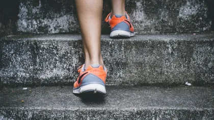tennis shoes on steps