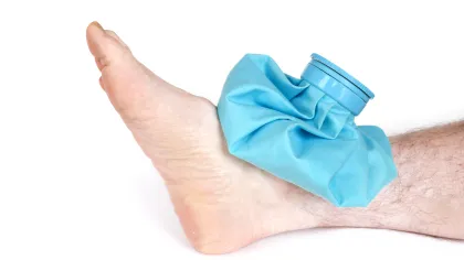 an ice pack on a foot