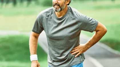 a man running on a track