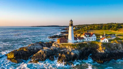 a lighthouse on a rocky coast