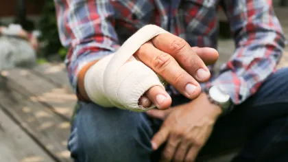 a close-up of a hand in a wrap