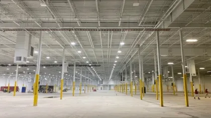 an interior view of the Ariens Co. manufacturing and distribution center. Harrison Contracting was engaged to repaint the facility for them.
