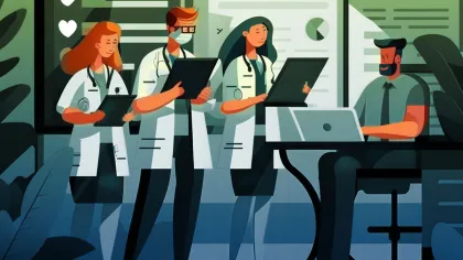 illustration of healthcare workers gathered together