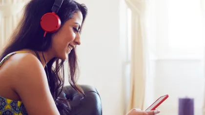a woman wearing headphones