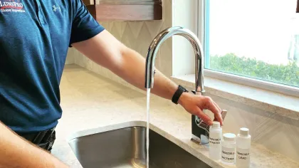 running water in a sink