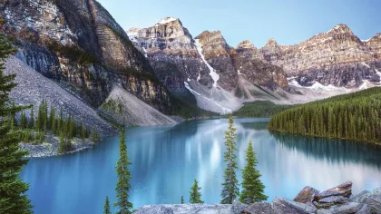 a lake surrounded by mountains