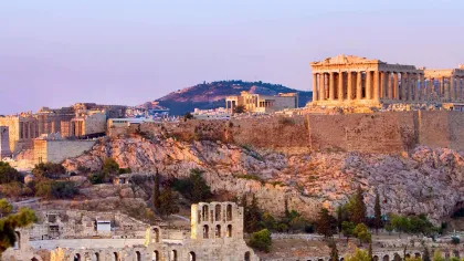 a large building on a hill