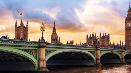 a bridge with a clock tower