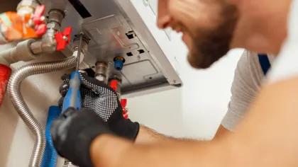 a person working on a machine