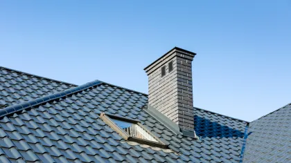 tile roof with a chimney